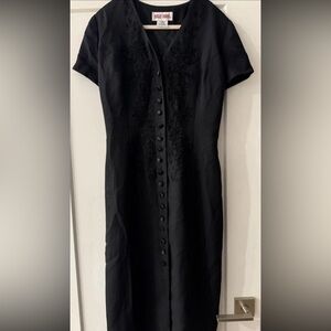 Maggy London Black Embroidered Midi Dress